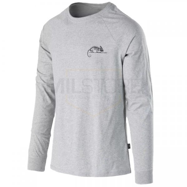 Helikon-Tex T-Shirt Long Sleeve Helikon-Tex Logo - Mid Grey Melange - M