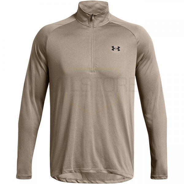 Under Armour Mens Tech 1/2 Zip Long Sleeve - Taupe Dusk / Black - L