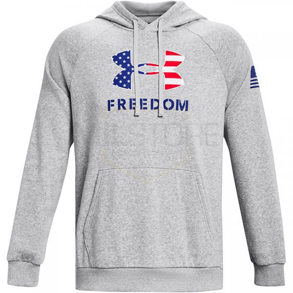 Under Armour Freedom Rival Fleece Big Flag Logo Hoodie - Mod Grey Light Heather - 2XL