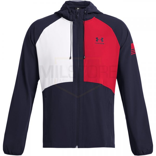 Under Armour Mens Freedom Windbreaker Jacket - Navy Blue / Red - 2XL