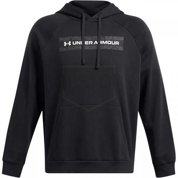 Under Armour Mens Rival Fleece Camo Chest Stripe Hoodie - Black / White - L