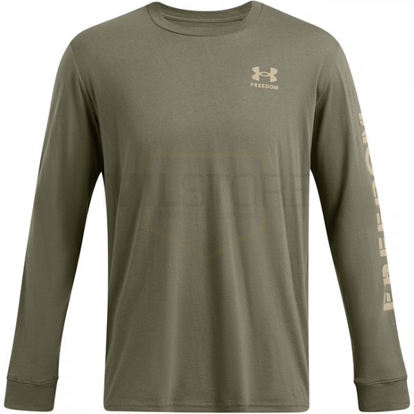 Under Armour Mens Freedom Flag Long Sleeve - Marine OD Green / Desert Sand - XL
