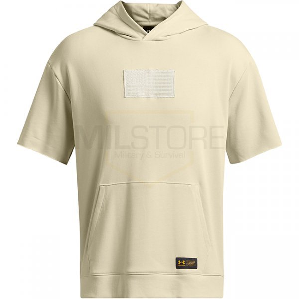 Under Armour Project Rock Heavyweight Veterans Day Short Sleeve Hoodie - Silt / Golden Yellow - 3XL