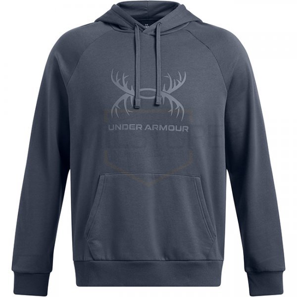 Under Armour Mens Rival Fleece Antler Hoodie - Downpour Grey / Gravel - S