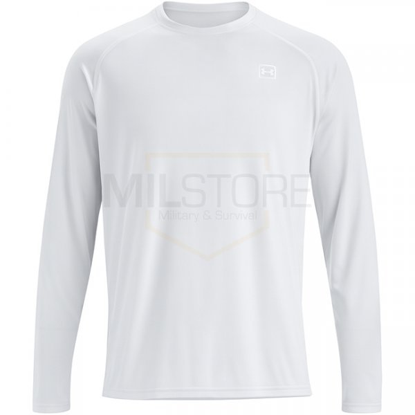 Under Armour Mens Fish Elite Long Sleeve - White / Halo Grey - L