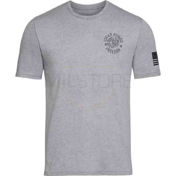 Under Armour Freedom Skull T-Shirt - Steel Light Heather / Black - 2XL