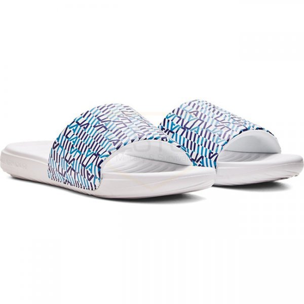 Under Armour Ansa Graphic Slides - White / Blue - 12