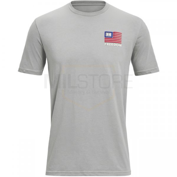 Under Armour Mens Freedom Left Chest T-Shirt - Steel Heather / White - 2XL
