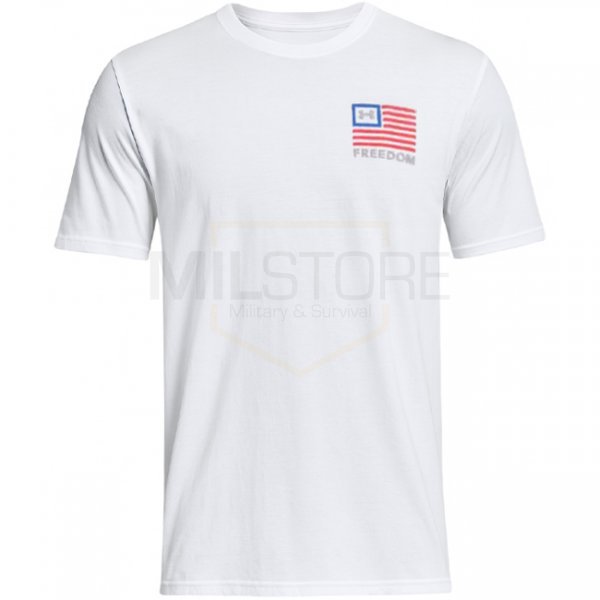 Under Armour Mens Freedom Left Chest T-Shirt - White / Steel - 2XL