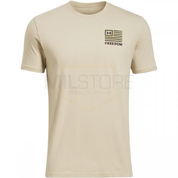 Under Armour Mens Freedom Left Chest T-Shirt - Desert Sand / Olive - 2XL