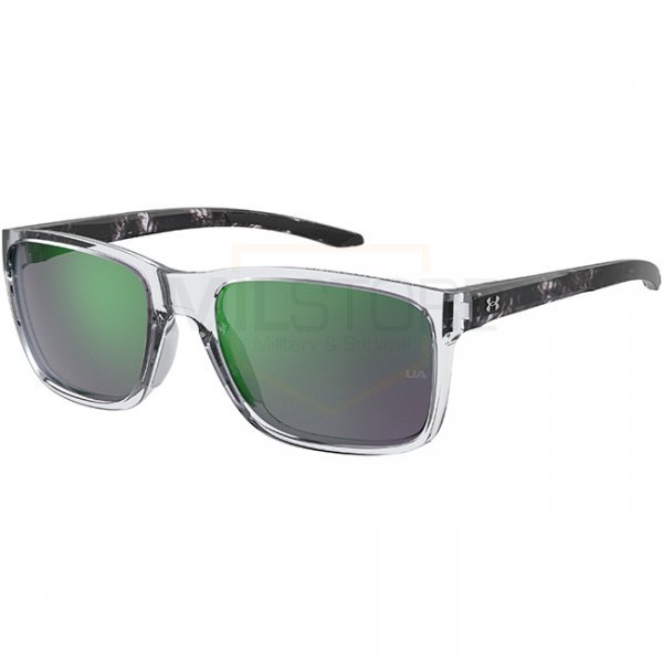 Under Armour Hustle Sunglasses - Crystal Black - Green Mirror