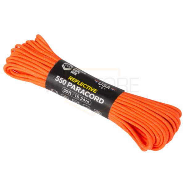 Atwood Rope 550 Paracord Reflective 50ft - Neon Orange