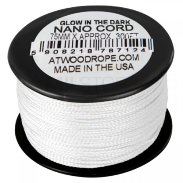 Atwood Rope Nano Uber Glow Cord 0.75mm 300ft - White