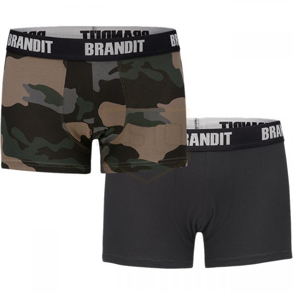 Brandit Boxershorts Logo 2-pack - Dark Camo / Black - 3XL