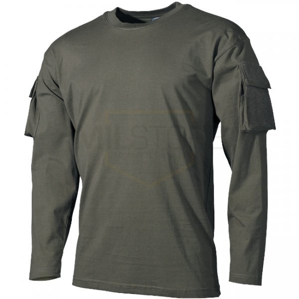 MFH Tactical Long Sleeve Shirt Sleeve Pockets - Olive - M