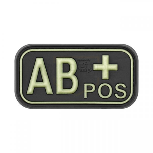 JTG Bloodtype Rubber Patch AB Pos - Glow in the Dark
