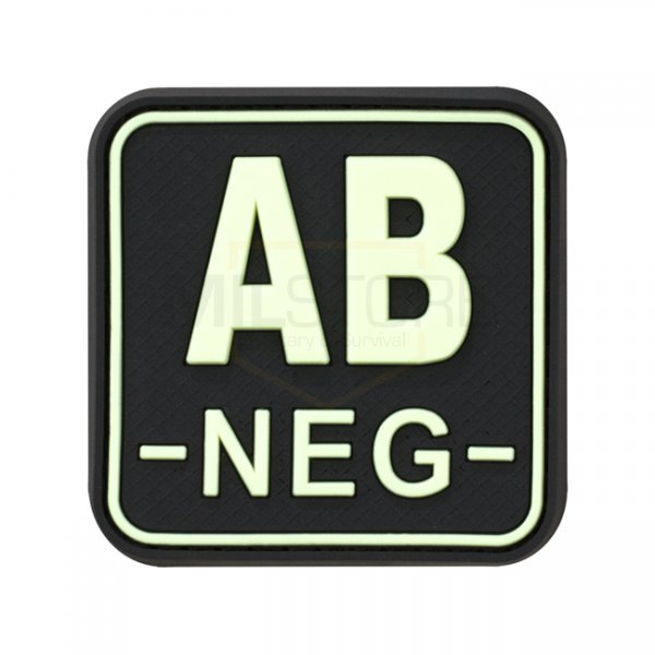 JTG Bloodtype Square Rubber Patch AB Neg - Glow in the Dark