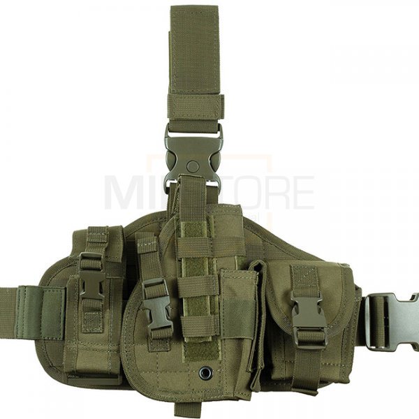 MFH Pistol Leg Holster & Pouches MOLLE Right Hand - Olive