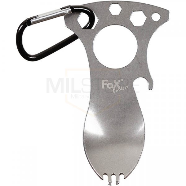 FoxOutdoor Multifunctional Spork & Carabiner Stainless Steel - Silver