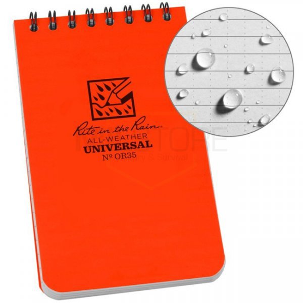 Rite in the Rain Polydura Top-Spiral Notebook 3 x 5 - Orange