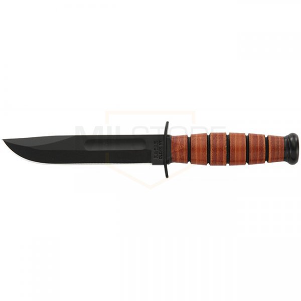 Ka-Bar Short Military Fighting Utility Knife Plain Blade & Leather Sheath - USA