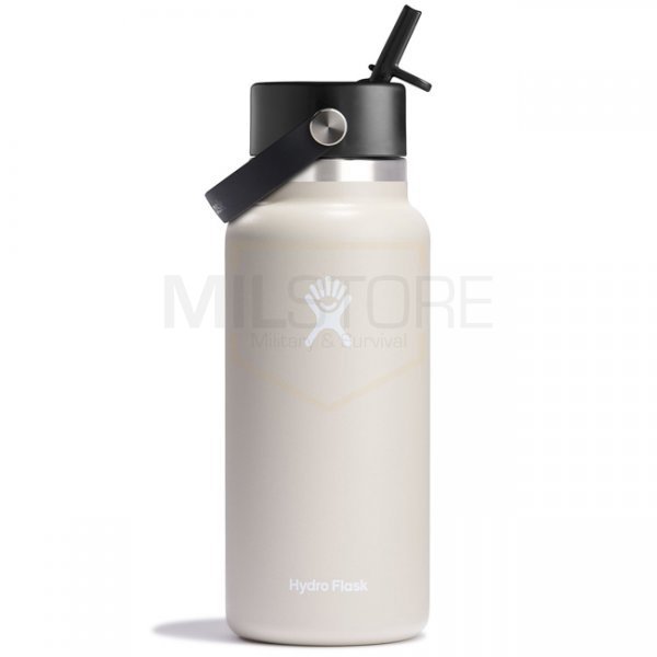 Hydro Flask Wide Mouth Insulated Water Bottle & Flex Straw Cap 32oz - White