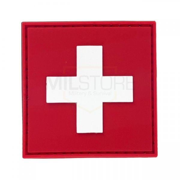 Pitchfork Swiss Flag Square Rubber Patch Large - Color
