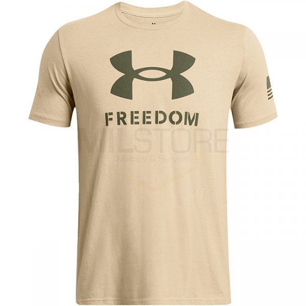 Under Armour Mens Freedom Logo T-Shirt - Desert Sand / Marine OD Green - S