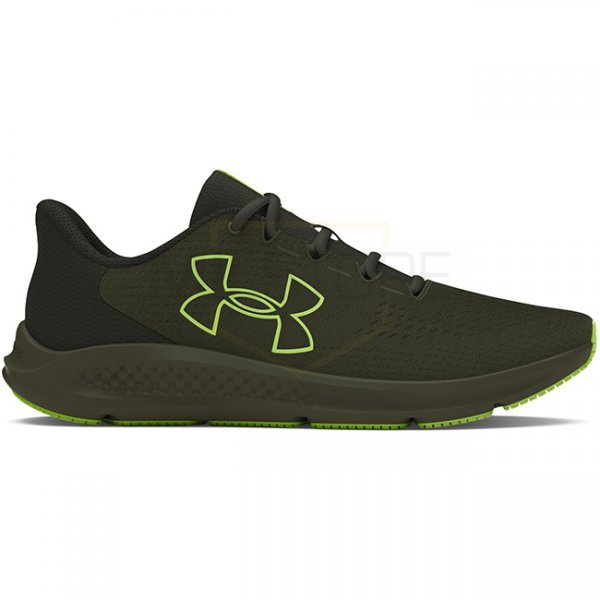Under Armour Mens Charged Pursuit 3 Big Logo Running Shoes - Olive / Baroque Green / Morph Green - 11.5