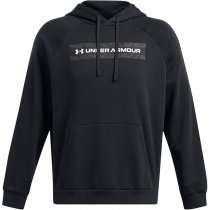 Under Armour Mens Rival Fleece Camo Chest Stripe Hoodie - Black / White - 3XL