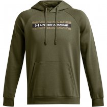 Under Armour Mens Rival Fleece Camo Chest Stripe Hoodie - Olive