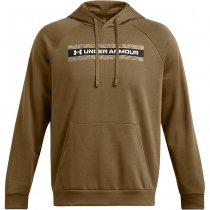 Under Armour Mens Rival Fleece Camo Chest Stripe Hoodie - Coyote