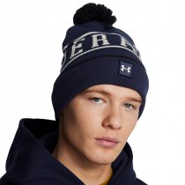 Under Armour Mens Halftime Pom Beanie - Navy Blue / Summit White / White