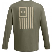 Under Armour Mens Freedom Flag Long Sleeve - Marine OD Green / Desert Sand - XL