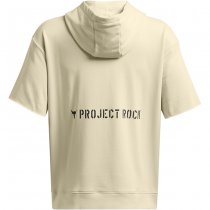 Under Armour Project Rock Heavyweight Veterans Day Short Sleeve Hoodie - Silt / Golden Yellow - S