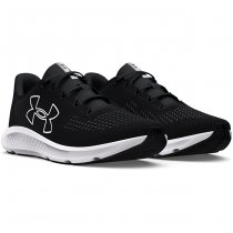 Under Armour Mens Charged Pursuit 3 Big Logo Running Shoes - Black / White - 9.5