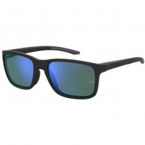 Under Armour Hustle Sunglasses - Shiny Black - Blue - Green Mirror