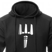 Pitchfork Casual Hoodie White Print - Black - L