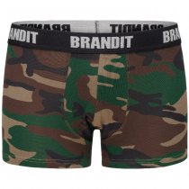 Brandit Boxershorts Logo 2-pack - Woodland / Dark Camo - 2XL