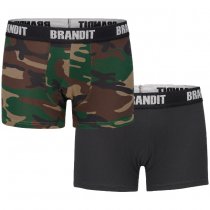 Brandit Boxershorts Logo 2-pack - Woodland / Black - 3XL