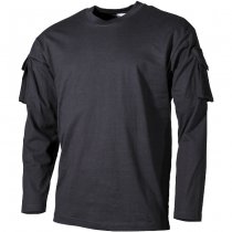 MFH Tactical Long Sleeve Shirt Sleeve Pockets - Black - XL