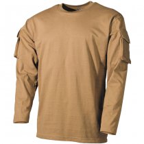 MFH Tactical Long Sleeve Shirt Sleeve Pockets - Coyote