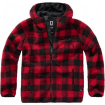 Brandit Teddyfleece Worker Jacket - Red / Black - M