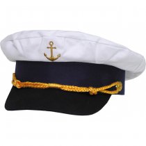 MFH Navy Peaked Cap Gold Anchor Embroidery - Blue - 58