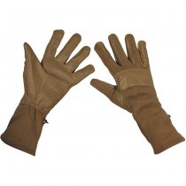 MFH BW Combat Gloves Long Gauntlet Leather Trim - Coyote
