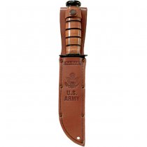 Ka-Bar Full Size Military Fighting Utility Knife Plain Blade & Leather Sheath - ARMY