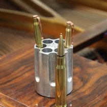 Caliber Gourmet Revolver Cylinder Pen Holder - Silver